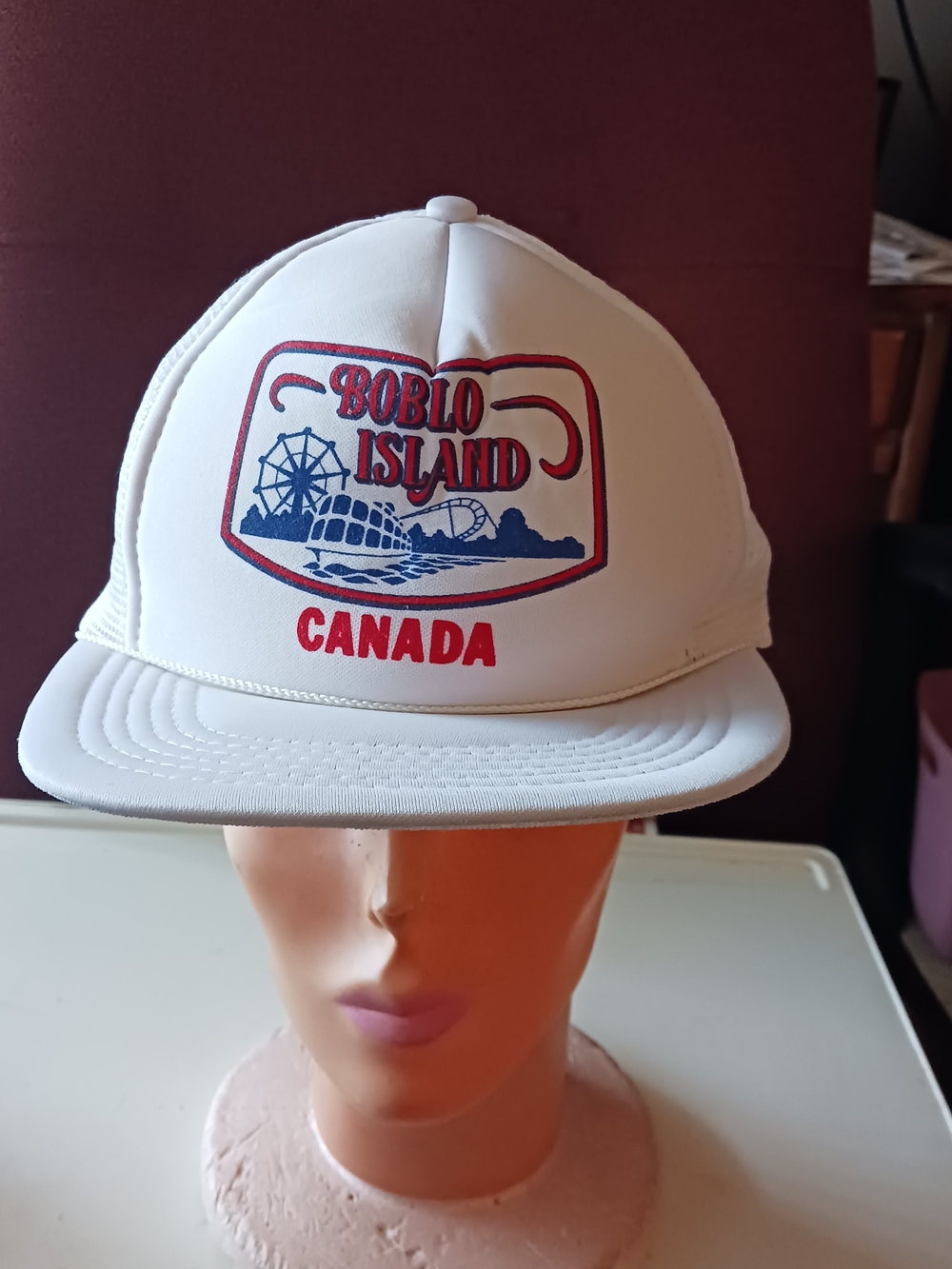 Vintage Canada Boblo Island White Trucker Hat From Regional History